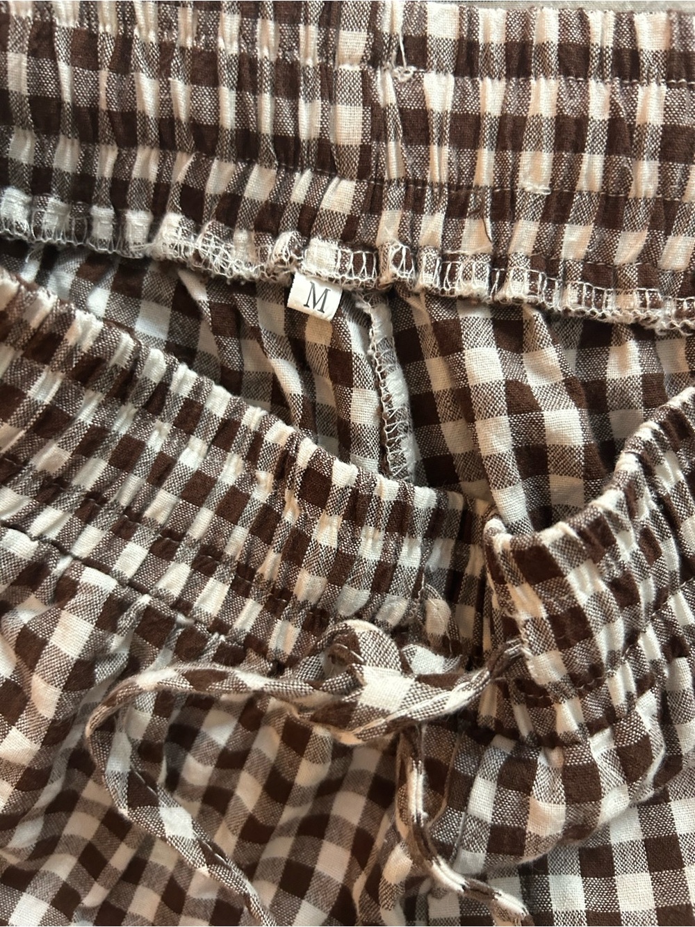 Brown and White Gingham Wide Leg Pants - Picture 5 of 8